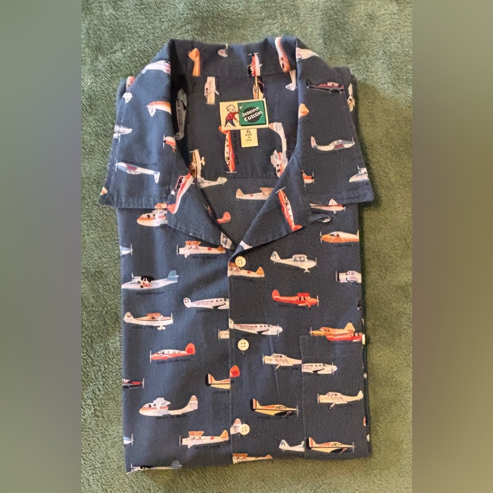Johnny Cotton Vintage Cotton Airplane Shirt. Size: XL (5160)